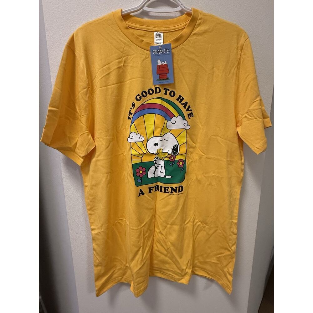 Brief Insanity Peanuts‎ It’s Good To Have A Friend T-Shirt, Bright Yellow Size L